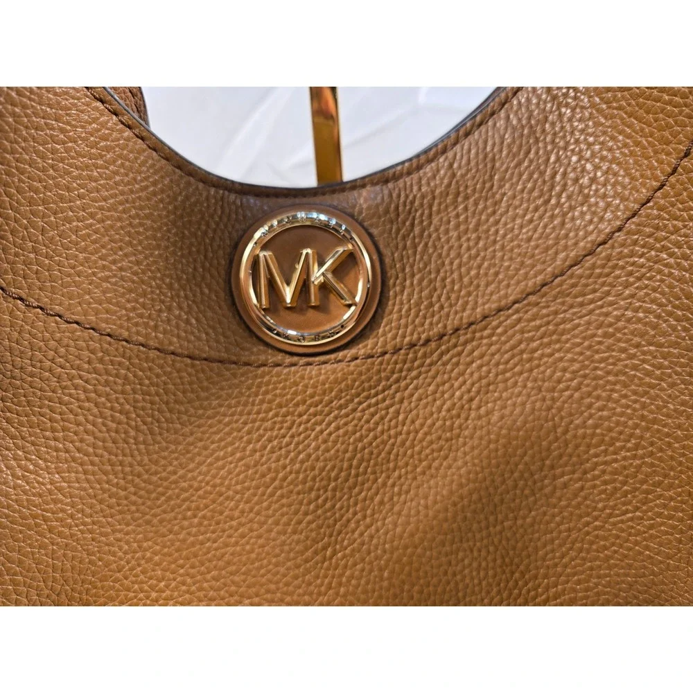 Michael Kors Grand Lrg Hobo Shoulder Bag Luggage Brwn Pebbled Leather 30S0GBOH3L